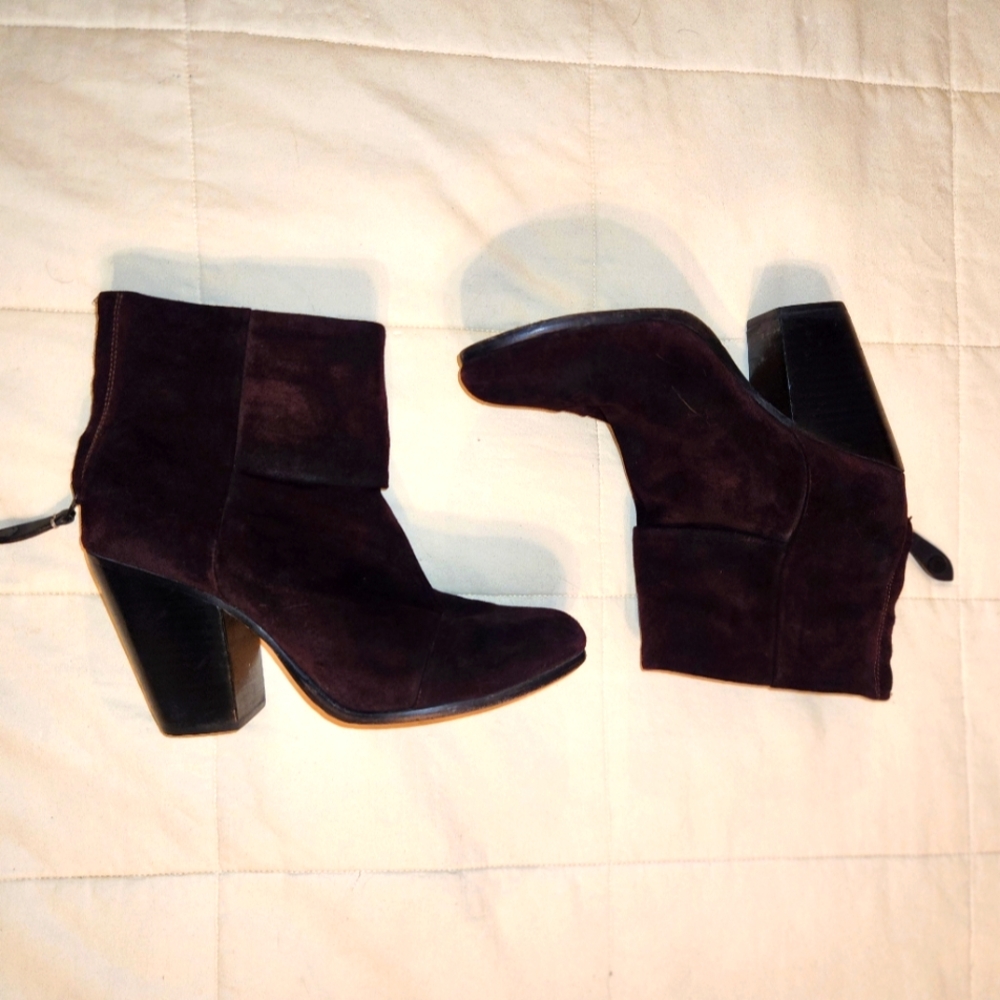 Rag & Bone Boots Newbury Classic Suede Burgundy, Reddish Brown Sz 39.5 / 9.5 EUC